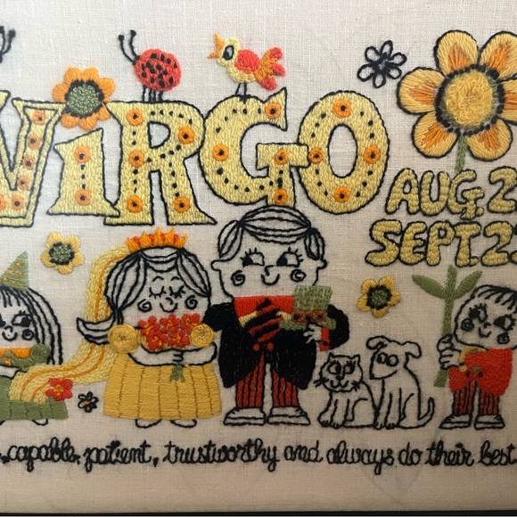 Vintage Caroline Tillman Crewel Virgo Zodiac - Picture 6 of 8